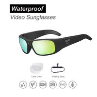 OHO sunshine Waterproof Video Sunglasses, 1080P HD Outdoor Sports Action Camera with 32GB Built-in Memory and Black Polarized UV400 Protection Safety Lenses with Golden Coating,Unisex Sport Design