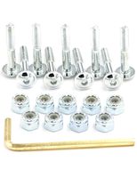 Skateboard Hardware 9PCS Bolts Set Deck Mounting Screws Nuts Hex Key Skate Parts Outfits Color Fasteners Longboard Cruiser Best Mounting Parts Silver Golden Green 1 1/4" 1" 7/8" (Silver, 1.25)
