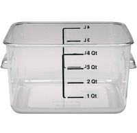 Rubbermaid Commercial Products Plastic Space Saving Square Food Storage Container For Kitchen/Sous Vide/Food Prep, 4 Quart, Clear (Fg630400Clr)