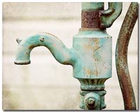 Rustic Teal Farmhouse Bathroom, Laundry Room or Kitchen Wall Art Home Decor Print (Not Framed). Picture of Vintage Aqua Pitcher Pump. 8x10, 11x14 or 16x20. (FBMB)
