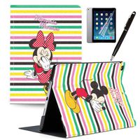 LJX iPad Mini 4 Case, Mickey and Minnie Cute Cover PU Leather Stand Protection Smart Auto Sleep/Wake Shell for iPad Mini 4 A1538 A1550#H