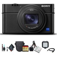 Sony Cyber-Shot DSC-RX100 VI Camera DSCRX100M6/B with Soft Bag, Tripod, 2X Extra Batteries, LED Light, 2X 64GB Memory Card, Card Reader, Plus Essential Accessories