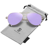 SOJOS Classic Aviator Mirrored Flat Lens Sunglasses Metal Frame with Spring Hinges SJ1030 with Gold Frame/Purple Mirrored Lens
