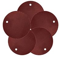 5Pcs Extra Thick Silicone Trivet MAT, HOT Pads Non-Slip Silicone Insulation Mat for Home Use (Brown)