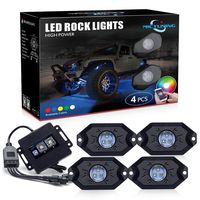 MICTUNING 2nd-Gen RGB LED Rock Lights with Bluetooth Controller, Timing Function, Music Mode - 4 Pods Multicolor Neon LED Light Kit