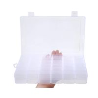 Snowkingdom Transparent Plastic Grid Box Storage Organizer for Display Collection with Adjustable Dividers - 36 Clear Grids - 10.8"x7.0"x1.8" - Free Letter Sticker