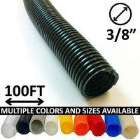 Electriduct 3/8" Split Wire Loom Tubing Polyethylene Flexible Conduit (0.375 Inch ID) - Black - 100 Feet