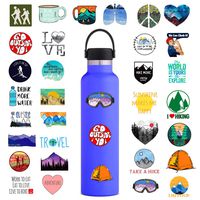 Waterproof Vinyl Water Bottle Stickers Pack for Laptop Phone Back to School, Trendy Aesthetic Cool Car Decal Stickers for Ipad Luggage for Teens, Girls, Adults (50 Pcs Outdoor Hiking Camping Style)