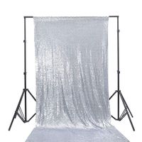 TRLYC 4Ft7Ft Silver Sequin Photo Backdrop Ceremony Background Shimmer Curtain for Wedding