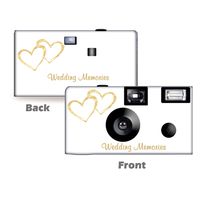 5 Gold Hearts Wedding Disposable Cameras, Anniversary, Single use, Flash WM-50349-C