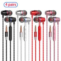 VPB Corded Earbuds HiFi Dynamic Earphones with Deep Bass Driven Noise Isolation Metal Cavity Compatible with iPhone iPad Samsung LG Tablet with Mic (4 Pairs+Microphone and Volume Control)