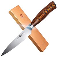 TUO Cutlery German Steel 5 inch Utility Knife with Pakkawood Handle with Case - Fiery Series