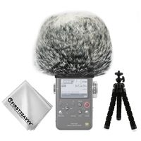 First2savvv Outdoor Portable Digital Recorders Furry Microphone Mic Windscreen Wind Muff for Sony PCM D100 + mini tripod + Suede cleaning cloth TM-DM-D100-G01TZ3