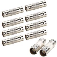 ANNKE 10-Packed Silver Tone BNC Female to Female Connector Adapter for Security CCTV Camera