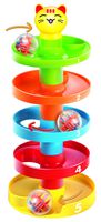 5 Layer Ball Drop and Roll Swirling Tower for Baby and Toddler Development Educational Toys | Stack, Drop and Go Ball Ramp Toy Set Includes 3 Spinning Acrylic Activity Balls with Colorful Beads