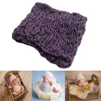 Baby Photography Props Basket Braid Wool Wrap Newborn Photo Shoot Baskets Filler Posing Stuffer Background Blanket (Purple)