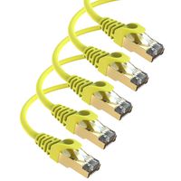 Maximm Cat7 Ethernet Cable, 15 Feet, Yellow, 5-Pack - Pure Copper - RJ45 Gold-Plated Snagless Connectors 600 MHz, 10 Gbps. for Fast Network & Computer Networking + Cable Clips and Ties