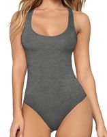 MANGOPOP Women's Mock Neck/Turtle Neck Long Sleeve Modal Bodysuit Jumpsuit (Scoop Neck Tank Top (Dark Heather Grey), Small)