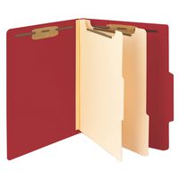 Smead Classification File Folder, 2 Dividers, 2" Expansion, 2/5-Cut Tab, Letter Size, Red, 10 per Box (14003)
