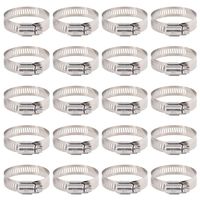 Rustark 25-Pcs Adjustable [27 to 51mm] Range Worm Gear Hose Clamp Clips Fuel Line Clamps Assortment Kit for Plumbing - 304 Stainless Steel