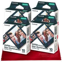 Fujifilm Instax Square Star-Illumination Film - 40 Exposures - Compatible Instax Square SQ6, SQ10 and SQ20 Instant Cameras + FiberTique Cleaning Cloth
