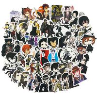 Cool Japanese Anime Laptop Sticker for Kid, 50pcs Pack Vinyl Skateboard Water Bottle Computer Travel Case Guitar Snowboard Luggage Car Bike Phone Graffiti Decal (Bungou Stray Dogs)