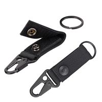 XTACER Tactical Molle Key Ring Gear Key Keeper Keychain Snap Secure Black (Pack of 2)