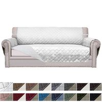 Easy-Going Sofa Slipcover Reversible Sofa Cover Furniture Protector Couch Cover Elastic Straps Pets Kids Dog Cat (Oversized Sofa, White/White)