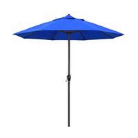 California Umbrella 9' Round Aluminum Market Umbrella, Crank Lift, Auto Tilt, Bronze Pole, Royal Blue Olefin