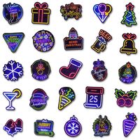 Neon and Colorful Christmas Stickers for Wall Laptop Water Bottles Car Bumper Guitar Luggage Waterproof Vinyl Decals Cool Graffiti Stickers Pack (25pcs Neon and 25pcs Colorful Christmas Stickers)