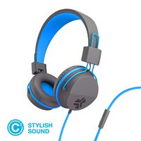 JLab Audio Neon Folding On-Ear Headphones | Wired Headphones | Tangle Free Cord | Noise Isolation | 40mm Neodymium Drivers | C3 Sound (Crystal Clear Clarity) | Graphite/Blue