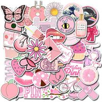 50 Packs Cute Pink Stickers for Water Bottles Laptop Car Hydroflasks Phone Motorcycle Guitar Skateboard Computer Vinyl Sticker Waterproof Aesthetic Trendy Decals for Teens Boys Girls Adults