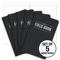 Field Notebook - 3.5"x5.5" - Black - Lined Memo Book - Pack of 5