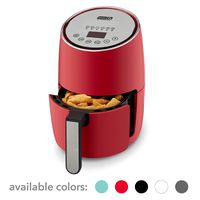 DASH Compact Electric Air Fryer + Oven Cooker with Digital Display, Temperature Control, Non Stick Fry Basket, Recipe Guide + Auto Shut Off Feature, 1.6 L, up to 2 QT, Red