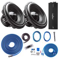 Skar Audio (2) EVL-15 D4 5, 000 Watt Max Power 15" Subwoofers with RP-2000.1D Monoblock Sub Amplifier + 1/0 Gauge Amp Kit