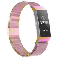 POY Compatible for Fitbit Charge 3 Bands,Replacement Wristbands for Fitbit Charge 3 SE Fitness Activity Tracker, Metal Stainless Steel Bracelet Strap with Unique Magnet Lock for Women Men Colorful S