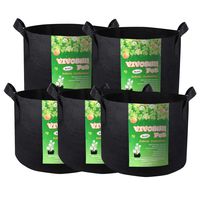 VIVOSUN 5-Pack 3 Gallon Plant Grow Bags, Premium Series Thichkened Non-Woven Aeration Fabric Pots w/Handles - Reinforced Weight Capacity & Extremely Durable (Black)