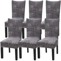 Fuloon Super Fit Stretch Removable Washable Short Dining Chair Protector Cover Seat Slipcover for Hotel,Dining Room,Ceremony,Banquet Wedding Party (6, Deep Gray)