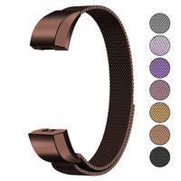 Mosonoi Compatiable with Fitbit Alta Bands, Adjustable Metal Bands Replacement Straps Fit for Fitbit Alta/Alta HR Smartwatch Women Men(Large, Coffee Brown)