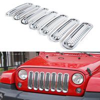 RT-TCZ Upgrade Version Clip-on Grille Front Mesh Grille Inserts for Jeep Wrangler 2007-2015 (Chrome)