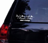 Tshirt Rocket Dont Mess with Me, I Raised a Soldier Army Mom Vinyl Car Decal, Laptop Decal, Car Window Wall Sticker (8in, White)