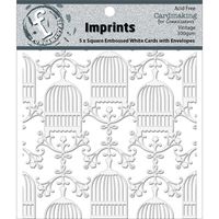Ruby Rock-It Fundamentals Imprints Square Cards and Envelopes, 5 by 5-Inch, Embossed, White Vintage, 5-Pack
