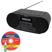 Sony Portable Mega Bass Stereo Boombox Sound System with NFC Wireless Bluetooth, USB Input, MP3 CD Player, AM/FM Radio, 30 Presets, Headphone & AUX Jack - Bonus DB Sonic CD Head Cleaner