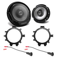 2X Kenwood KFC 6.5" 2-Way 300 Watt Car Speakers with Enrock Speaker Mounting Brackets and Wire Harness for Select 1996-2009 GM Full Size SUV Car Vehicles