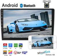 Camecho Double Din Car Stereo with Bluetooth Android Auto 9" 2.5D HD Touch Screen Car Radio GPS Navigation WiFi FM/AM Radio Support Mirror Link SWC Dual USB+Rear View Camera