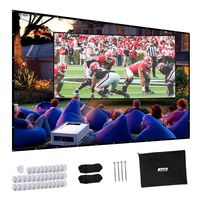 Projector Screen, Upgraded 150 inch 4K 16:9 HD Portable Projector Screen, Premium Indoor Outdoor Movie Screen Anti-Crease Projection Screen for Home Theater Backyard Movie.