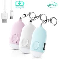 Safesound Personal Alarm Siren Song 3 Pack - 130dB Self Defense Alarm Keychain Emergency LED Flashlight with USB Rechargerable - Security Personal Protection Devices for Women Girls Kids Elderly