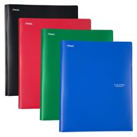 Five Star 2 Pocket Folders with Prong Fasteners, Folders with Pockets, Fits 3 Ring Binder, Plastic, Black, Red, Green, Blue, 4 Pack (38140)