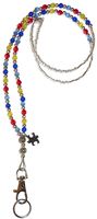 Autism Awareness Beaded Lanyard, Fashion Women's Lanyard 34" (Autism Colors - Magnetic Breakaway)