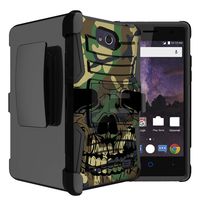 Untouchble Case for ZTE Majesty Pro (2017), Majesty Pro Case [Heavy Duty Clip] Dual Layer Rugged Hybrid Armor [Kickstand] [Swivel Holster] - Jungle Camo Skull